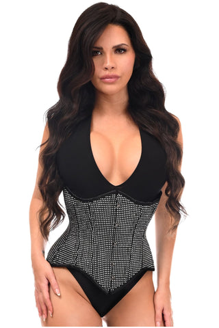 Top Drawer Rhinestone Double Steel Boned Underbust Waist Cincher Corset