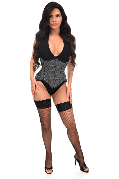 Top Drawer Rhinestone Double Steel Boned Underbust Waist Cincher Corset
