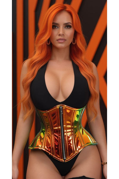 Top Drawer Sunset Holo Double Steel Boned Underbust Waist Cincher Corset