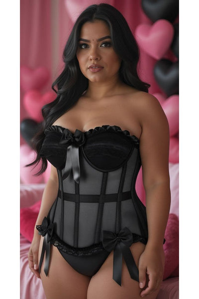 Top Drawer Steel Boned Black Mesh Underwire Bustier Corset