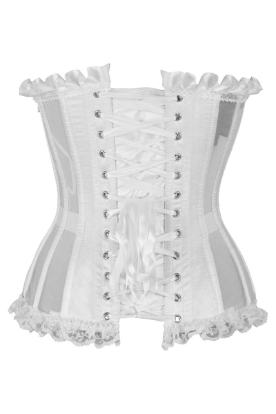 Top Drawer Steel Boned White Mesh Underwire Bustier Corset