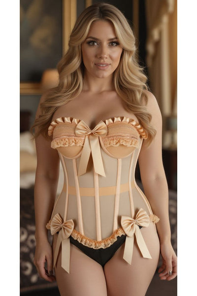 Top Drawer Steel Boned Nude Mesh Underwire Bustier Corset