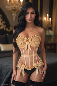 Top Drawer Steel Boned Nude Mesh Underwire Bustier Corset