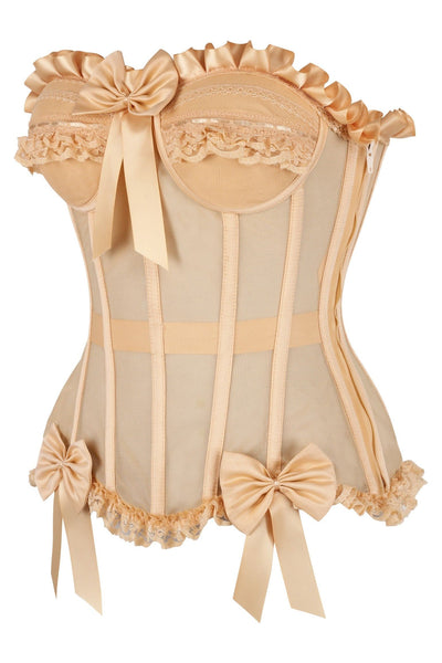 Top Drawer Steel Boned Nude Mesh Underwire Bustier Corset