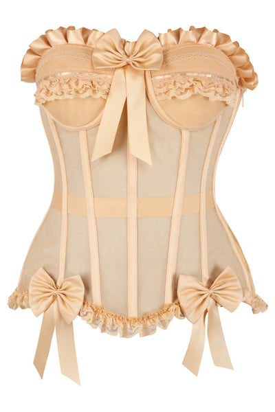 Top Drawer Steel Boned Nude Mesh Underwire Bustier Corset