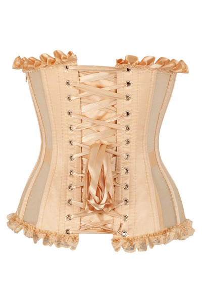 Top Drawer Steel Boned Nude Mesh Underwire Bustier Corset