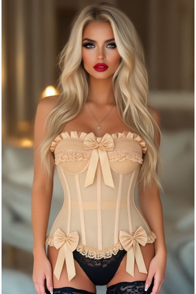 Top Drawer Steel Boned Nude Mesh Underwire Bustier Corset