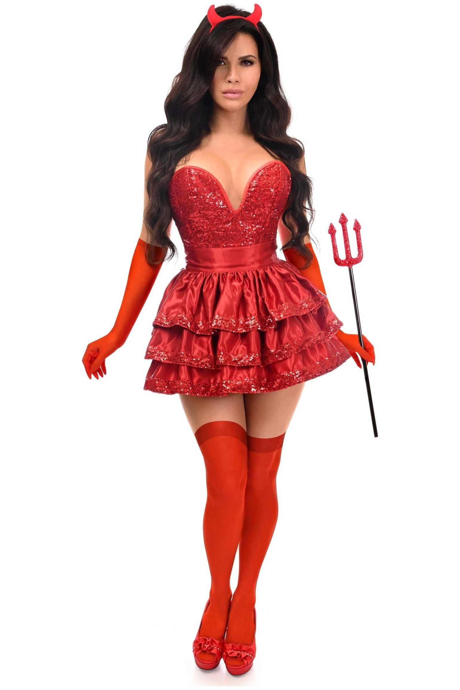 Daisy Corsets Top Drawer 5 PC Red Sequin Devil Corset Costume XLarge