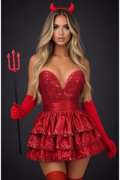 Top Drawer 5 PC Red Sequin Devil Corset Costume