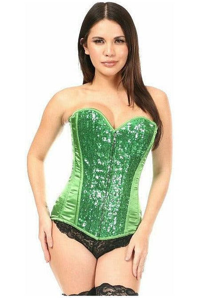 Top Drawer Green Sequin Steel Boned Corset - Daisy Corsets