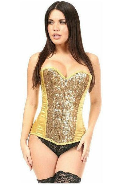 Top Drawer Gold Sequin Steel Boned Corset - Daisy Corsets