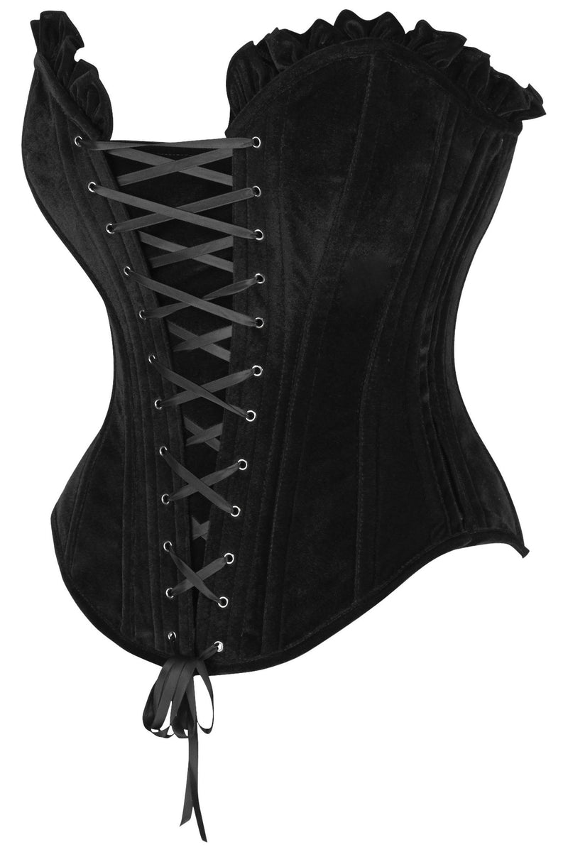 Top Drawer 2 PC Black Velvet Lace-Up Corset & Skirt Set