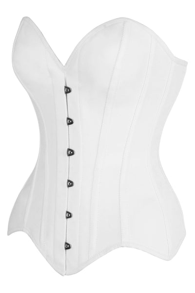 Top Drawer White Cotton Steel Boned Overbust Corset