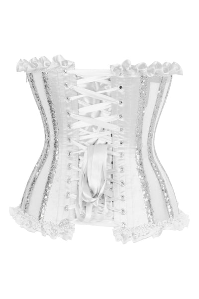 Top Drawer Steel Boned Silver Sequin Underwire Bustier Corset