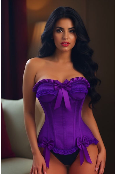 Top Drawer Purple Satin Steel Boned Burlesque Corset