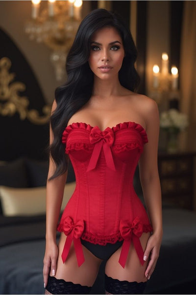 Top Drawer Dark Red Satin Steel Boned Burlesque Corset