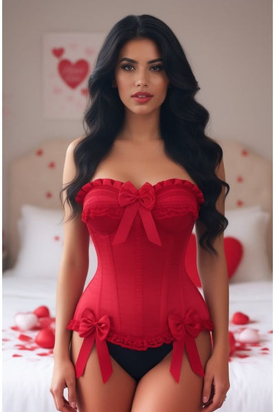 Top Drawer Dark Red Satin Steel Boned Burlesque Corset