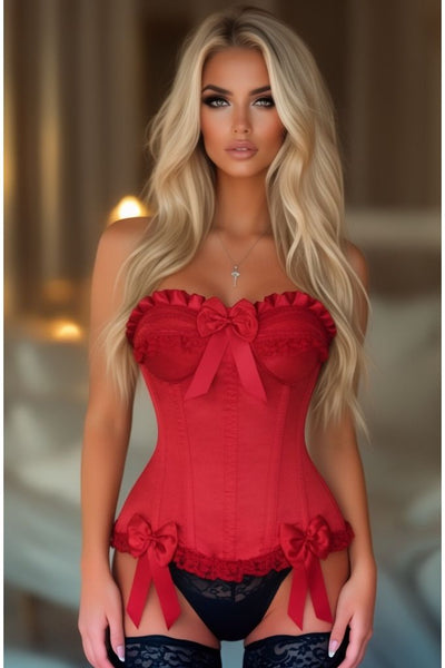 Top Drawer Dark Red Satin Steel Boned Burlesque Corset