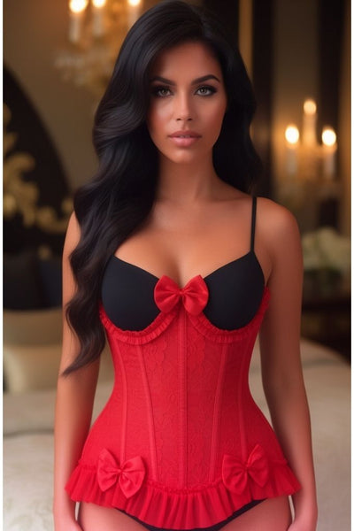 Top Drawer Steel Boned Red Lace Underwire Burlesque Underbust Corset Cincher