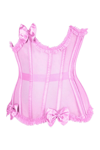 Top Drawer Steel Boned Pink Mesh Underwire Burlesque Underbust Corset Cincher