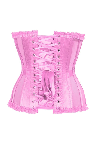 Top Drawer Steel Boned Pink Mesh Underwire Burlesque Underbust Corset Cincher
