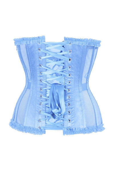 Top Drawer Steel Boned Light Blue Mesh Underwire Burlesque Underbust Corset Cincher