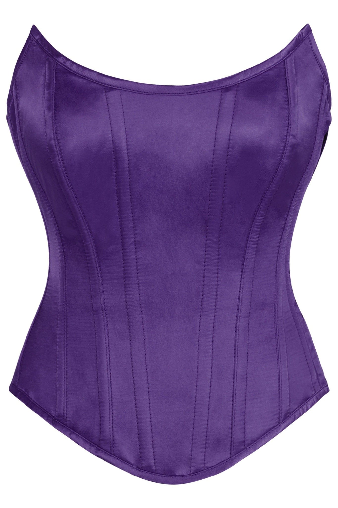 Top Drawer Plum Satin Steel Boned Overbust Corset w/Side Zipper