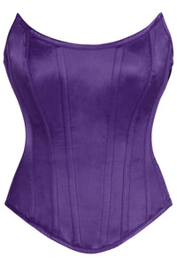 Top Drawer Plum Satin Steel Boned Overbust Corset w/Side Zipper