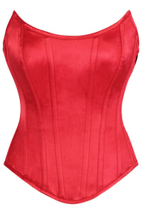 Top Drawer Red Satin Steel Boned Overbust Corset w/Side Zipper