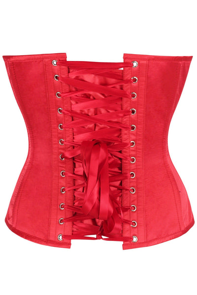 Top Drawer Red Satin Steel Boned Overbust Corset w/Side Zipper