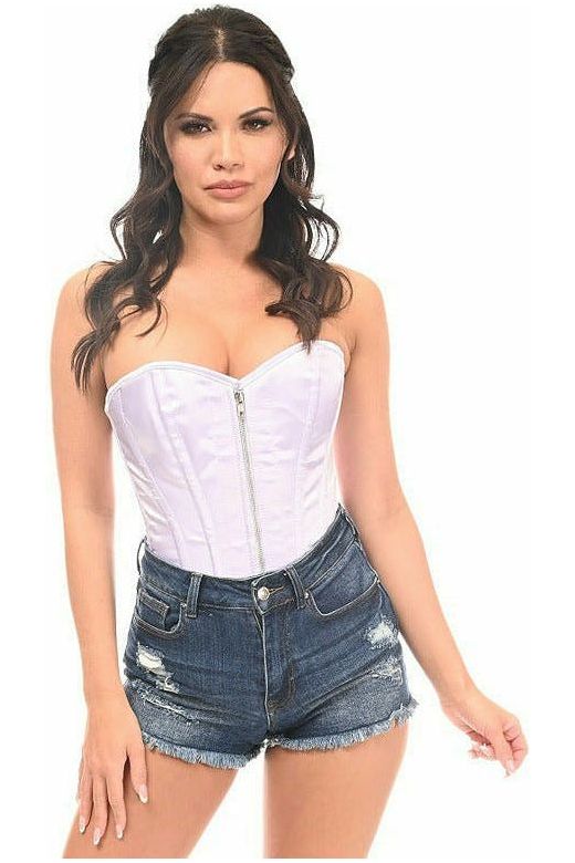 Top Drawer White Satin Steel Boned Corset