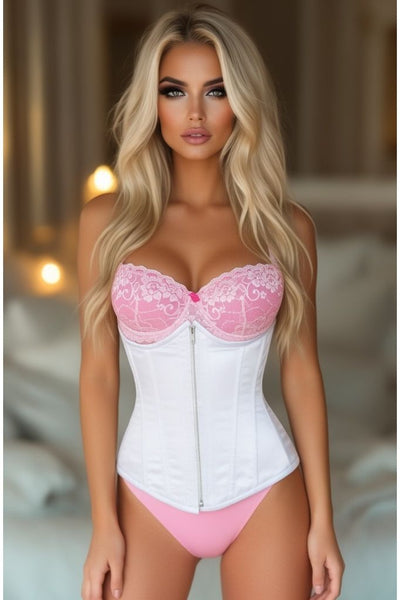 Top Drawer White Satin Underbust Steel Boned Corset