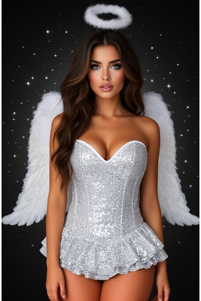 Top Drawer Premium Sequin Angel Corset Dress Costume