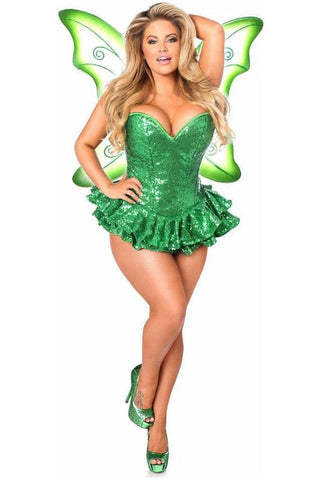 Top Drawer Premium Sequin Green Fairy Corset Dress Costume - Daisy Corsets