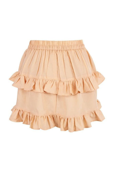 Beige Crepe Ruched Bustle Skirt - Daisy Corsets