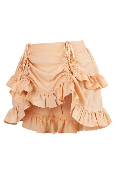Beige Crepe Ruched Bustle Skirt - Daisy Corsets