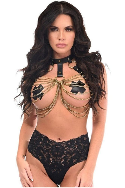 Black & Gold Chain Body Harness - Daisy Corsets