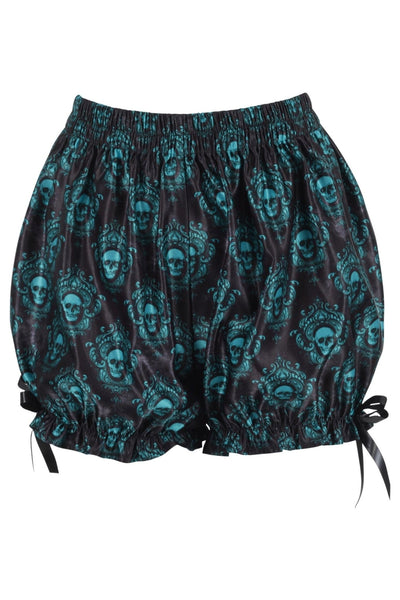 Black & Teal Gothic Skull Print Bloomers - Daisy Corsets