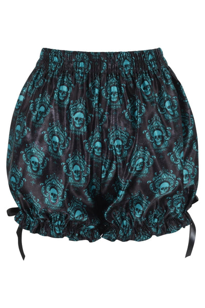 Black & Teal Gothic Skull Print Bloomers - Daisy Corsets