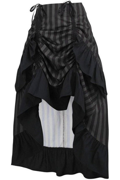 Black/Grey Stripe Adjustable High Low Skirt - Daisy Corsets