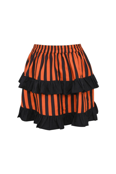 Black/Orange Striped Ruched Bustle Skirt - Daisy Corsets