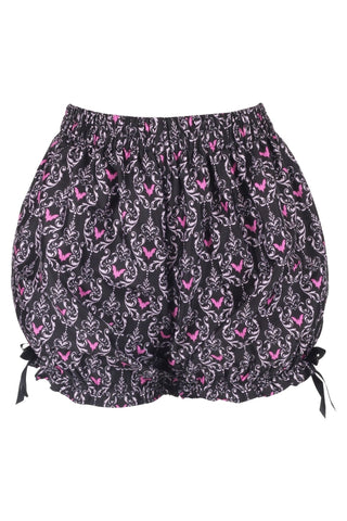 Black/Pink Damask Bats Crepe Bloomers - Daisy Corsets