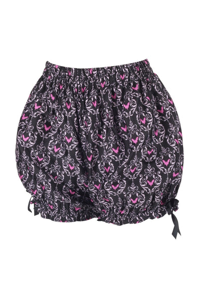 Black/Pink Damask Bats Crepe Bloomers - Daisy Corsets