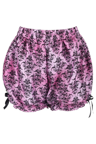 Black/Pink Damask Pattern Crepe Bloomers - Daisy Corsets
