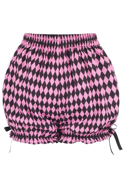 Black/Pink Diamond Print Harlequin Pattern Crepe Bloomers - Daisy Corsets