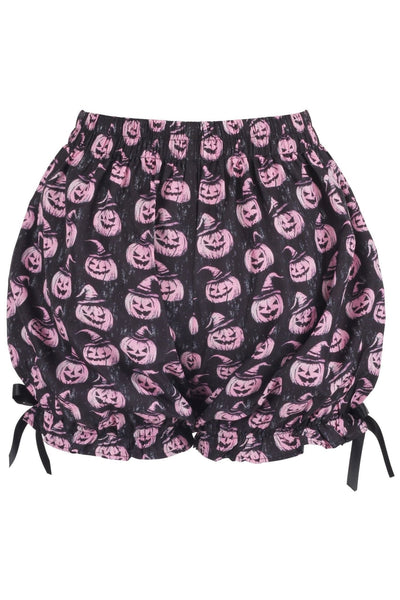 Black/Pink Scary Pumpkin Pattern Crepe Bloomers - Daisy Corsets