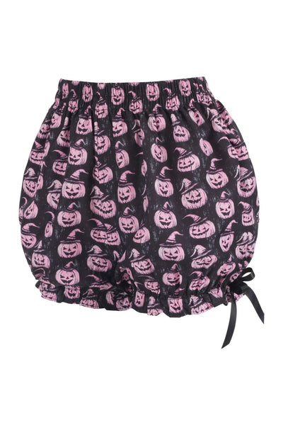 Black/Pink Scary Pumpkin Pattern Crepe Bloomers - Daisy Corsets
