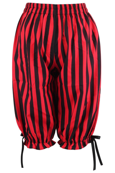 Black/Red Striped Crepe Long Bloomers - Daisy Corsets