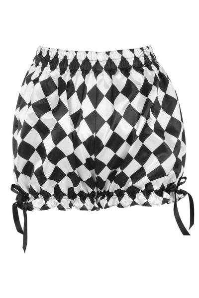 Black/White Diamond Print Satin Bloomers - Daisy Corsets