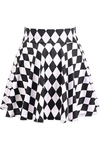 Black/White Diamond Print Stretch Lycra Skirt - Daisy Corsets